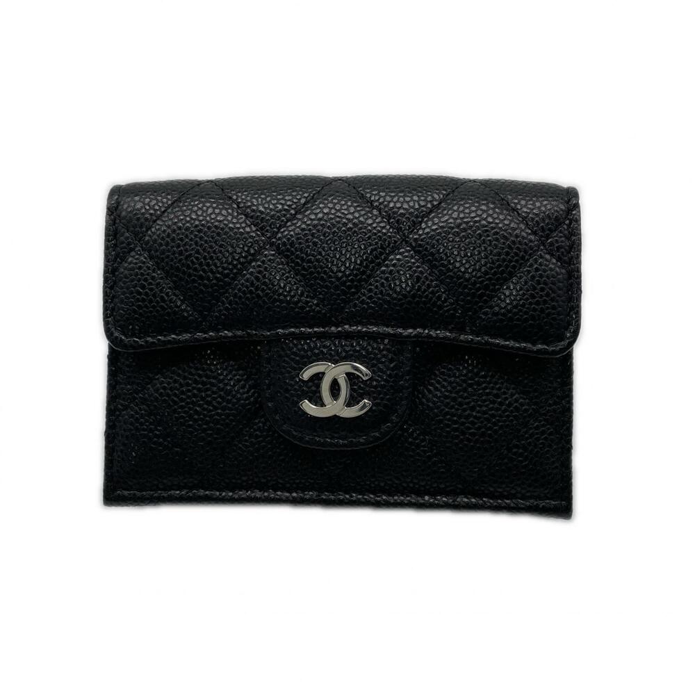 CHANEL Authentic Black Caviar Leather Wallet